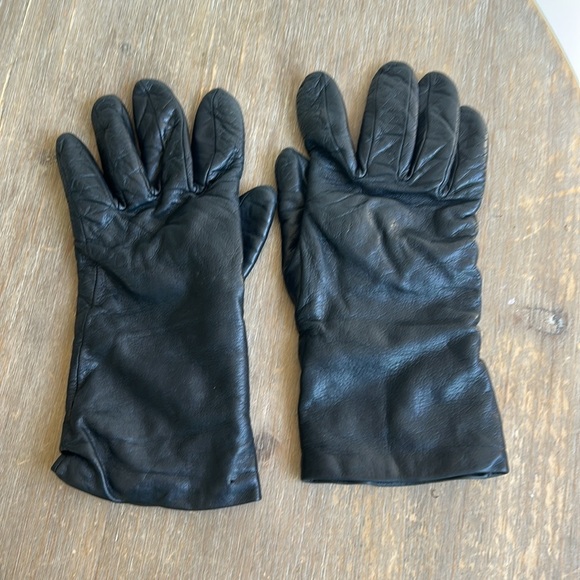 Made in Italy Black Leather Gloves Women’s Size 7.5 - Picture 5 of 12
